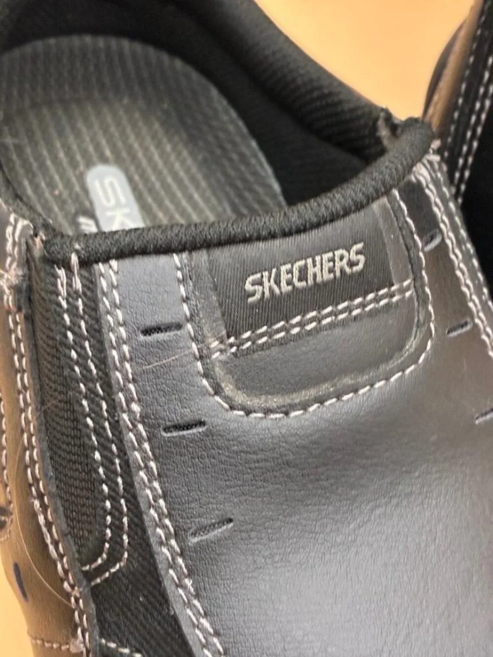 Skechers Diameter-Nerves Slip-on Loafer Driving Shoes Mens sz 6.5 Black Leather